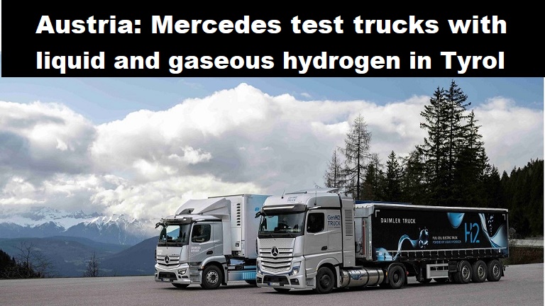 Duitsland: Mercedes-Benz zet beelden van test met waterstoftrucks in Tirol online