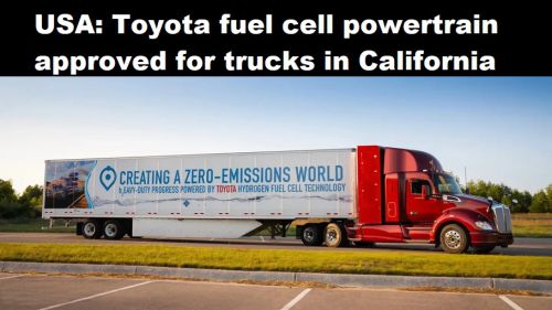 USA: brandstofcel-aandrijflijn van Toyota goedgekeurd voor trucks in Californië