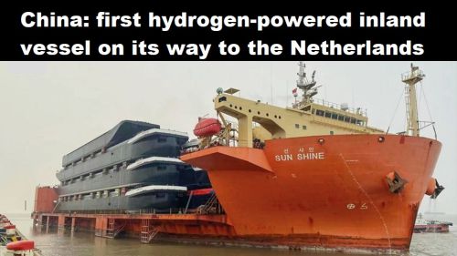 China: eerste binnenvaartschip op waterstof onderweg naar Nederland