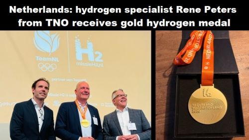 Nederland: waterstofspecialist Rene Peters van TNO ontvangt waterstof-medaille