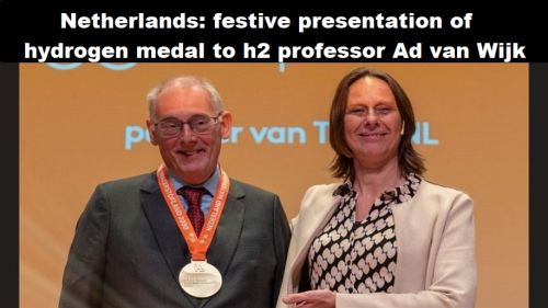 Nederland: feestelijke uitreiking van waterstofmedaille aan waterstofprofessor Ad van Wijk