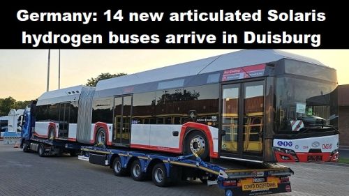 Duitsland: 14 nieuwe gelede Solaris waterstofbussen arriveren in Duisburg