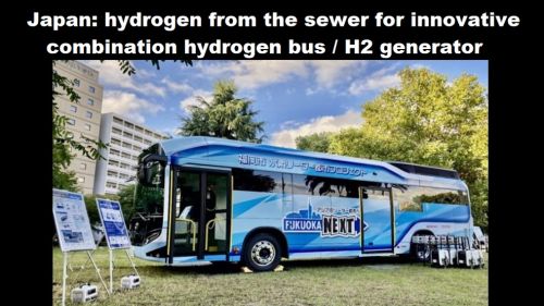Japan: waterstof uit het riool voor innovatieve combi waterstofbus / H2-stroomaggregaat