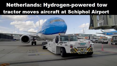 Nederland: sleeptrekker op waterstof verplaatst vliegtuigen op Schiphol Airport