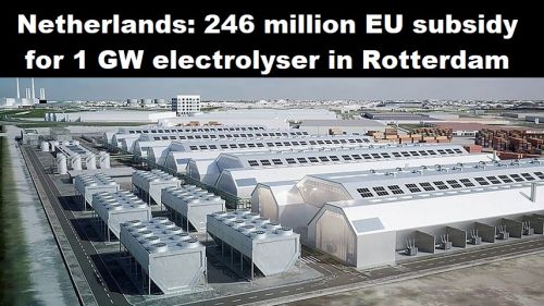 Nederland: 246 miljoen EU-subsidie voor 1 GW electrolyser in Rotterdam