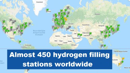 Bijna 450 waterstoftankstations wereldwijd, aantal blijft fors groeien