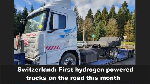 Zwitserland: Eerste vrachtauto’s op waterstof deze maand op de weg